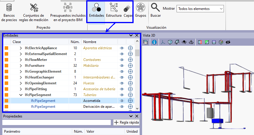 Organización de los elementos IFC del modelo BIM (Open BIM Quantities)